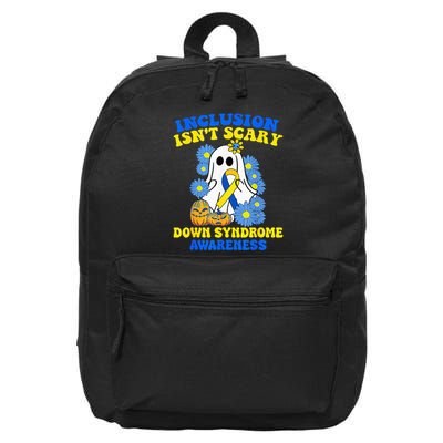 Inclusion Isnt Scary Halloween Ghost Down Syndrome Awareness 16 in Basic Backpack