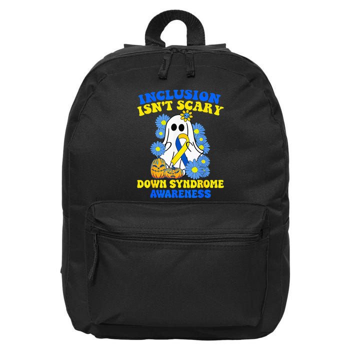 Inclusion Isnt Scary Halloween Ghost Down Syndrome Awareness 16 in Basic Backpack