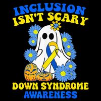 Inclusion Isnt Scary Halloween Ghost Down Syndrome Awareness 16 in Basic Backpack