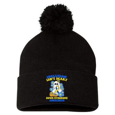 Inclusion Isnt Scary Halloween Ghost Down Syndrome Awareness Pom Pom 12in Knit Beanie