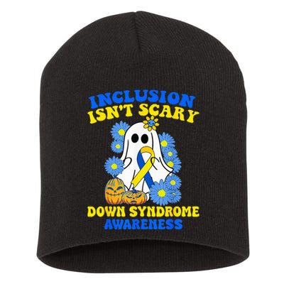 Inclusion Isnt Scary Halloween Ghost Down Syndrome Awareness Short Acrylic Beanie