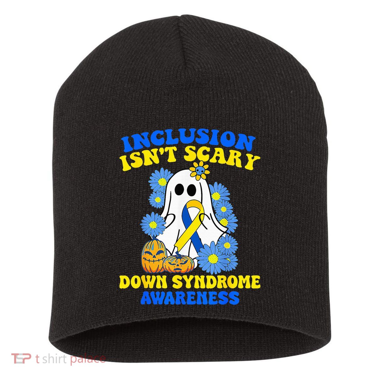 Inclusion Isnt Scary Halloween Ghost Down Syndrome Awareness Short Acrylic Beanie