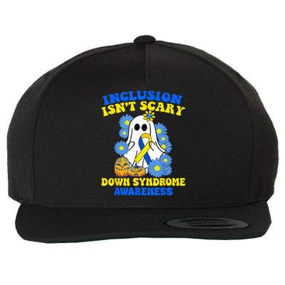 Inclusion Isnt Scary Halloween Ghost Down Syndrome Awareness Wool Snapback Cap