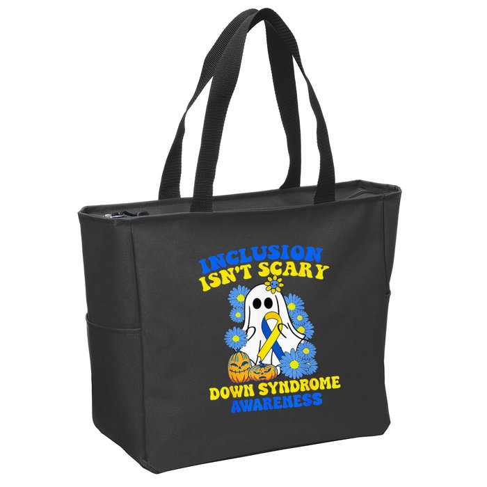 Inclusion Isnt Scary Halloween Ghost Down Syndrome Awareness Zip Tote Bag