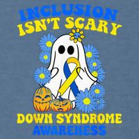 Inclusion Isnt Scary Halloween Ghost Down Syndrome Awareness Garment-Dyed Sweatshirt
