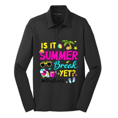 Is It Summer Break Yet Bus Driver Last Day Of School Silk Touch Performance Long Sleeve Polo