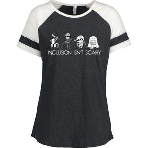 Inclusion IsnT Scary Slp Halloween Sped Teacher Ghost Mummy Enza Ladies Jersey Colorblock Tee