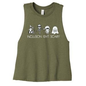 Inclusion IsnT Scary Slp Halloween Sped Teacher Ghost Mummy Women's Racerback Cropped Tank