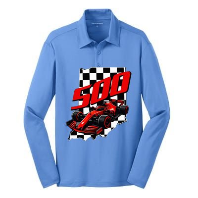 Indianapolis Indiana State 500 Race Car Silk Touch Performance Long Sleeve Polo