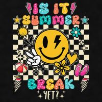 Is It Summer Break Yet Teacher Groovy Ladies PosiCharge Tri-Blend Wicking Tank