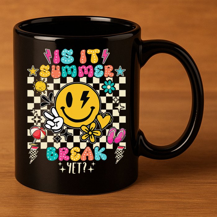 Is It Summer Break Yet Teacher Groovy 11oz C Handle Ceramic Mug