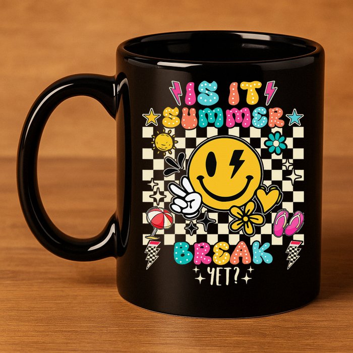 Is It Summer Break Yet Teacher Groovy 11oz C Handle Ceramic Mug