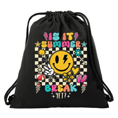 Is It Summer Break Yet Teacher Groovy Drawstring Bag