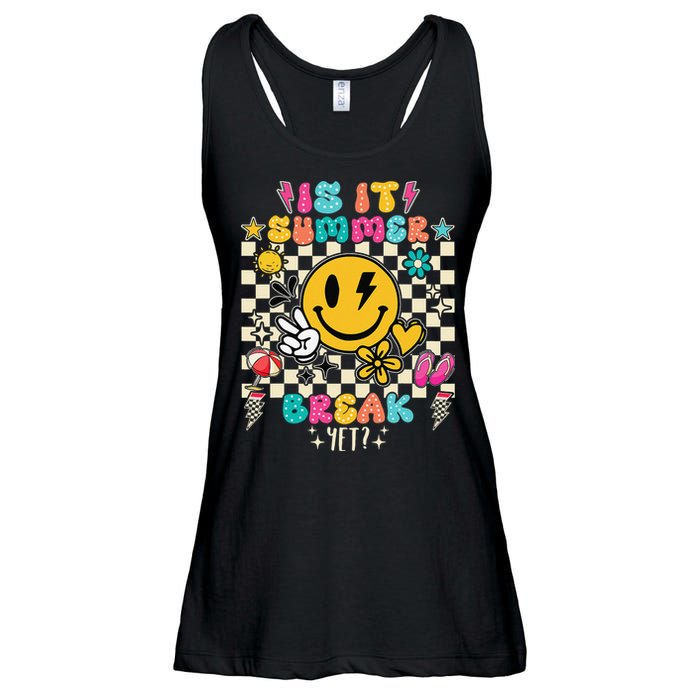 Is It Summer Break Yet Teacher Groovy Ladies Essential Flowy Tank