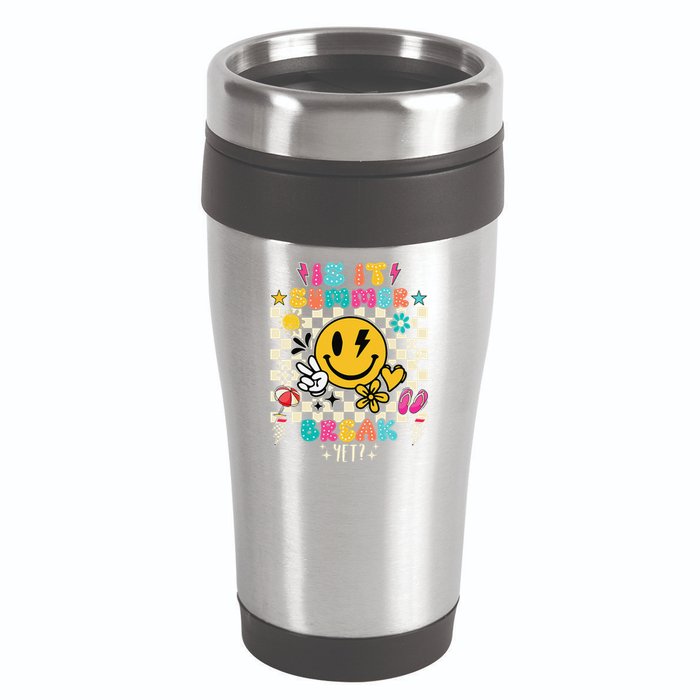 Is It Summer Break Yet Teacher Groovy 16oz Travel Tumbler