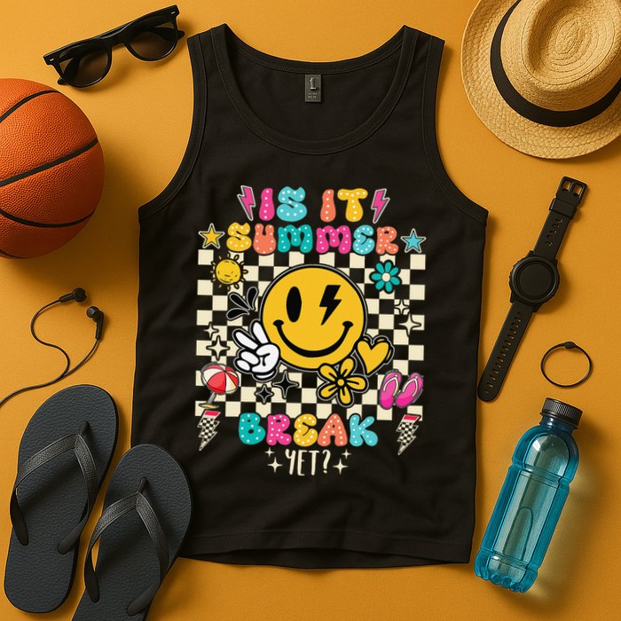Is It Summer Break Yet Teacher Groovy Tank Top