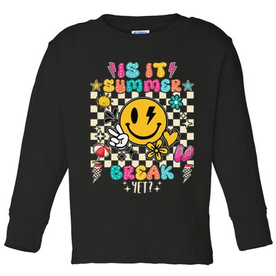 Is It Summer Break Yet Teacher Groovy Toddler Long Sleeve Shirt