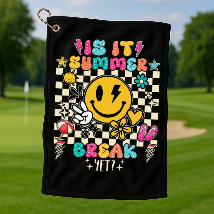 Is It Summer Break Yet Teacher Groovy Golf Towel