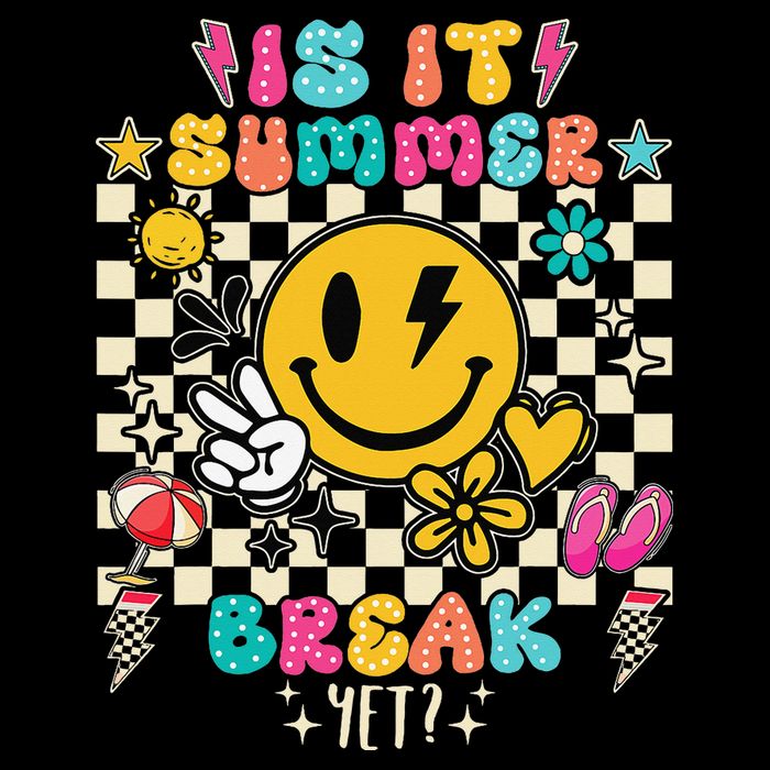 Is It Summer Break Yet Teacher Groovy Cropped Pullover Crew