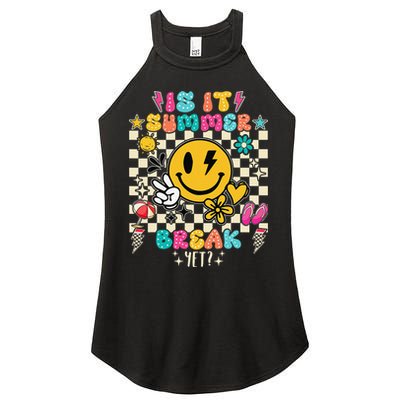 Is It Summer Break Yet Teacher Groovy Women's Perfect Tri Rocker Tank