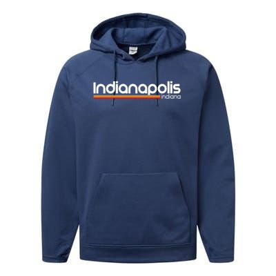 Indianapolis Indiana Souvenir Vintage Indiana Indianapolis Gift Performance Fleece Hoodie