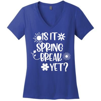 Is It Spring Break Yet Floral Pattern Teacher Gift Women's V-Neck T-Shirt