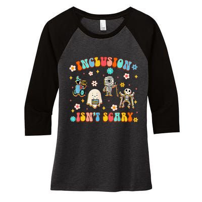 Inclusion IsnT Scary Slp Halloween Sped Teacher Gift Women's Tri-Blend 3/4-Sleeve Raglan Shirt