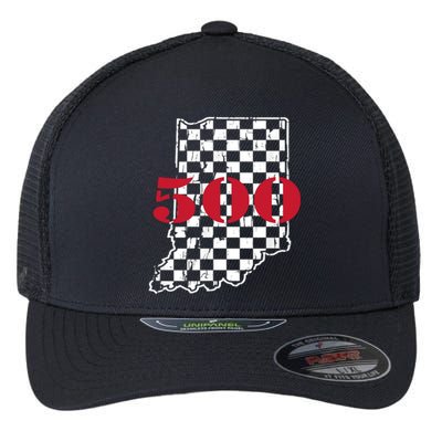 Indianapolis Indiana State 500 Race Car Distressed Flag Gift Flexfit Unipanel Trucker Cap