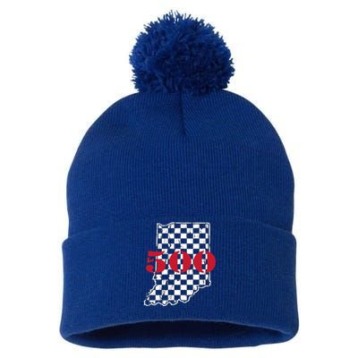 Indianapolis Indiana State 500 Race Car Distressed Flag Gift Pom Pom 12in Knit Beanie