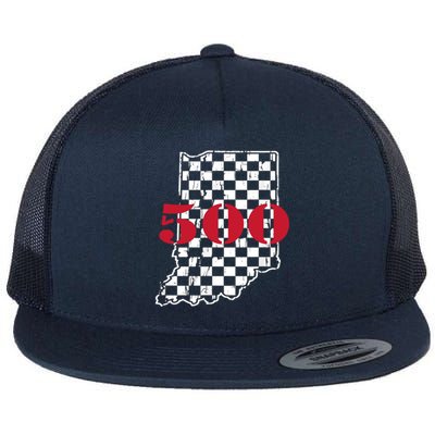 Indianapolis Indiana State 500 Race Car Distressed Flag Gift Flat Bill Trucker Hat