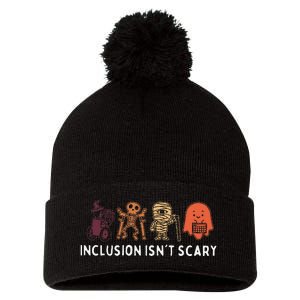 Inclusion IsnT Scary Cute Boo Lovely Ghost Halloween Pom Pom 12in Knit Beanie