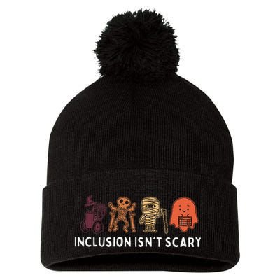 Inclusion IsnT Scary Cute Boo Lovely Ghost Halloween Pom Pom 12in Knit Beanie