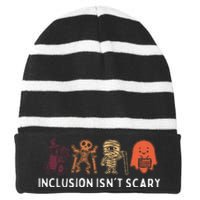 Inclusion IsnT Scary Cute Boo Lovely Ghost Halloween Striped Beanie with Solid Band