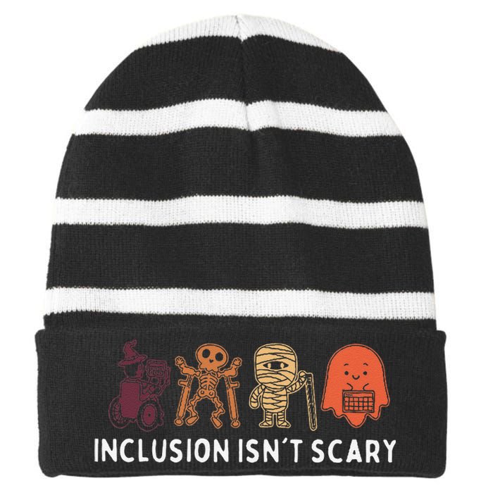 Inclusion IsnT Scary Cute Boo Lovely Ghost Halloween Striped Beanie with Solid Band