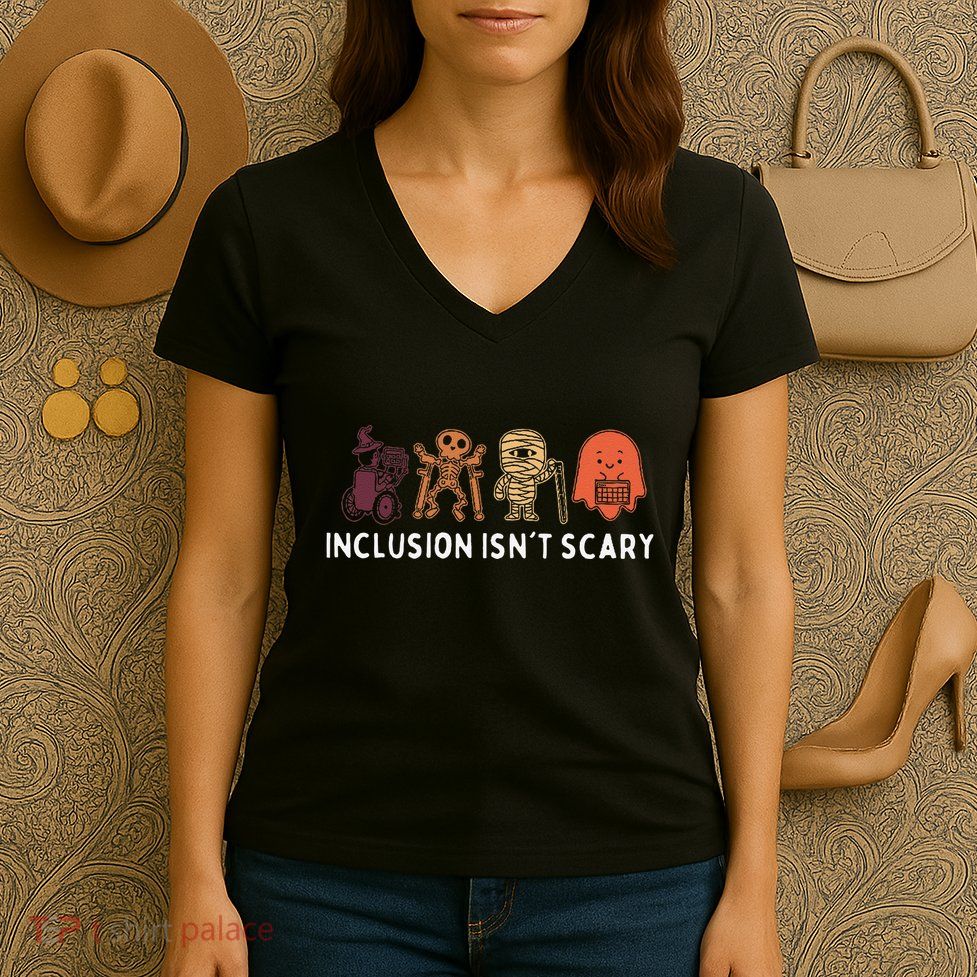 Inclusion IsnT Scary Cute Boo Lovely Ghost Halloween Women's V-Neck T-Shirt