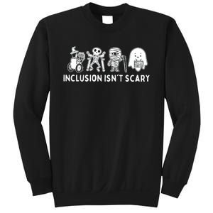 Inclusion IsnT Scary Teacher Skeleton Ghost Cute Halloween Sweatshirt