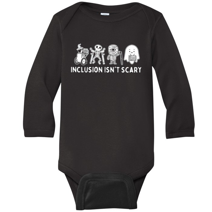 Inclusion IsnT Scary Teacher Skeleton Ghost Cute Halloween Baby Long Sleeve Bodysuit