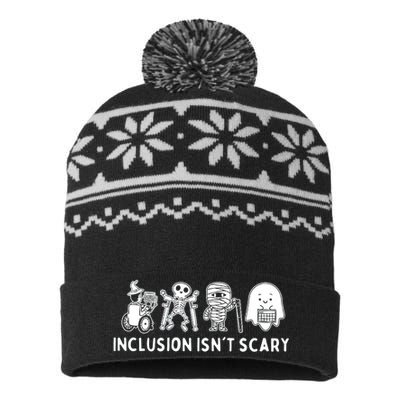 Inclusion IsnT Scary Teacher Skeleton Ghost Cute Halloween USA-Made Snowflake Beanie