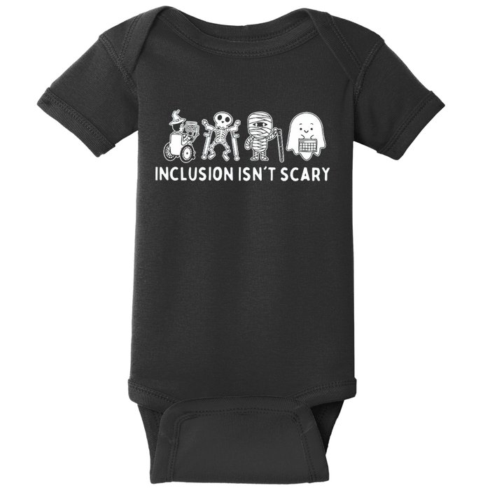 Inclusion IsnT Scary Teacher Skeleton Ghost Cute Halloween Baby Bodysuit