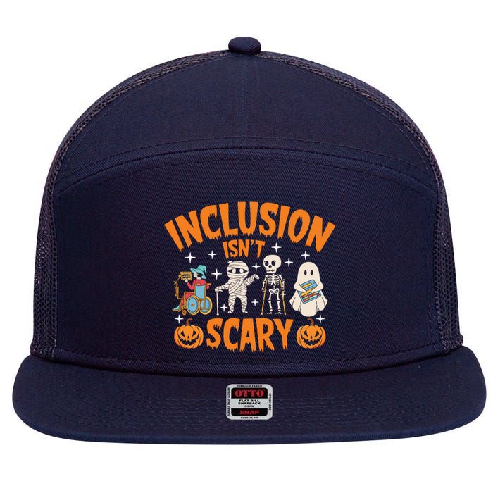 Inclusion IsnT Scary Halloween Awareness Funny Halloween Characters Costume 7 Panel Mesh Trucker Snapback Hat