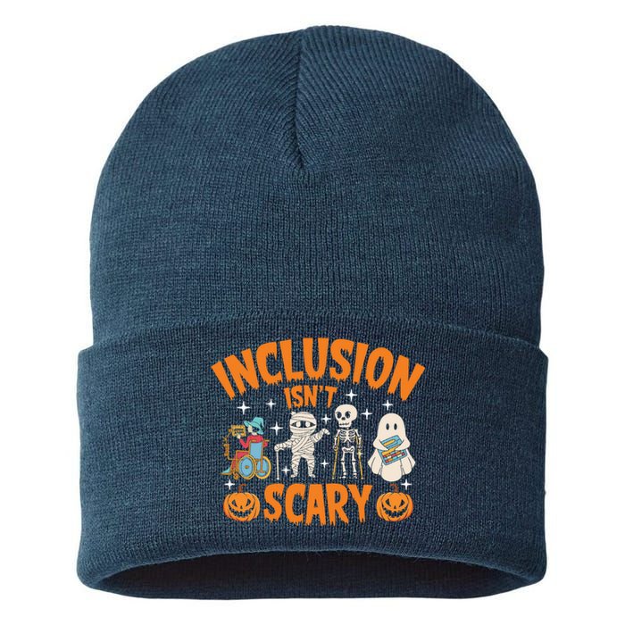 Inclusion IsnT Scary Halloween Awareness Funny Halloween Characters Costume Sustainable Knit Beanie