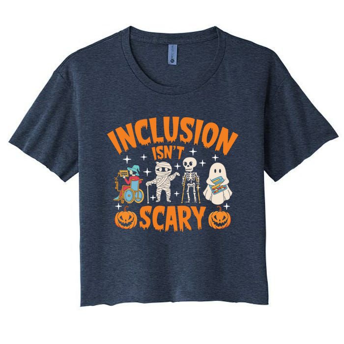 Inclusion IsnT Scary Halloween Awareness Funny Halloween Characters Costume Women's Crop Top Tee