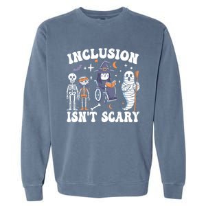 Inclusion IsnT Scary Slp Halloween Sped Teacher Ghost Mummy Garment-Dyed Sweatshirt