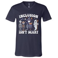 Inclusion IsnT Scary Slp Halloween Sped Teacher Ghost Mummy V-Neck T-Shirt