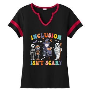 Inclusion IsnT Scary Slp Halloween Sped Teacher Ghost Mummy Ladies Halftime Notch Neck Tee