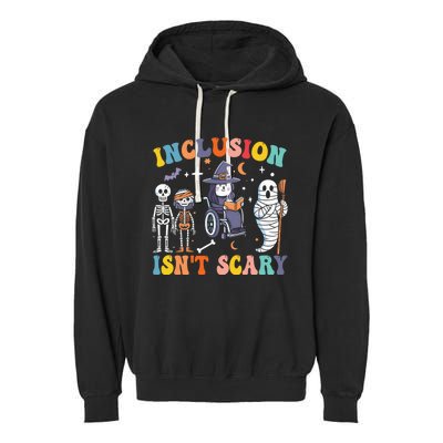 Inclusion IsnT Scary Slp Halloween Sped Teacher Ghost Mummy Garment-Dyed Fleece Hoodie