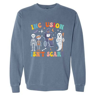 Inclusion IsnT Scary Slp Halloween Sped Teacher Ghost Mummy Garment-Dyed Sweatshirt