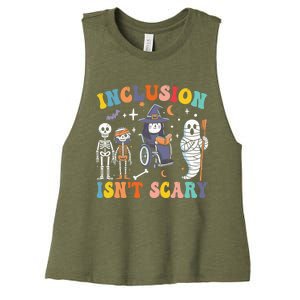 Inclusion IsnT Scary Slp Halloween Sped Teacher Ghost Mummy Women's Racerback Cropped Tank