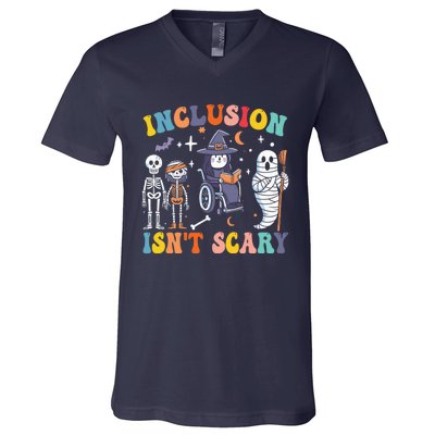 Inclusion IsnT Scary Slp Halloween Sped Teacher Ghost Mummy V-Neck T-Shirt