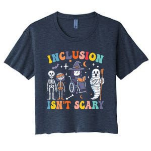 Inclusion IsnT Scary Slp Halloween Sped Teacher Ghost Mummy Women's Crop Top Tee